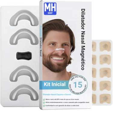 Imagem de MHSHOP Dilatador Nasal Magnetico Anti Ronco e Apneia do Sono – Respira Max | Melhore a Respiração e Durma Melhor com o Dispositivo Respire Melhor (Branco)