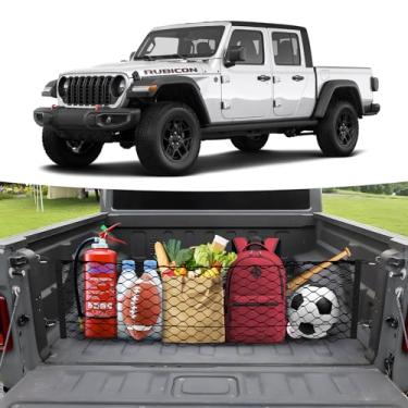 Imagem de Canvcle Rede de carga para porta-malas para Jeep Gladiator 2020-2026 acessórios estilo envelope organizador de rede de porta-malas e armazenamento esticável ajustável rede de carga traseira de nylon