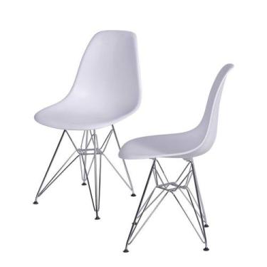 Imagem de Kit com 2 Cadeiras Eames em Policarbonato com Base Cromada na Cor Bran