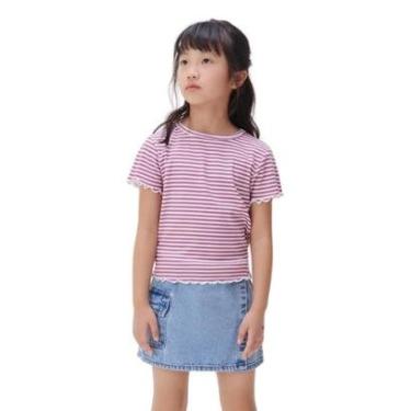 Imagem de Blusa Hering Infantil Menina Manga Curta Em Ribana Estampada Rosa-Feminino