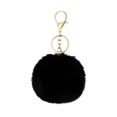 Imagem de Chaveiro  pompom pelúcia grande preto 10cm - triviun