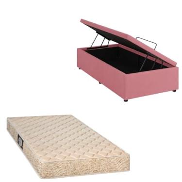 Imagem de Cama Box Baú Blindada com Colchão de Espuma Toulon D33 (SUEDE ROSA, Solteiro)