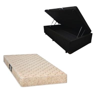 Imagem de Cama Box Baú Blindada com Colchão de Espuma Toulon D33 (SUEDE PRETO, Solteiro)