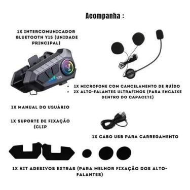 Imagem de Fone De Ouvido Para Capacete De Moto Preto - Y15