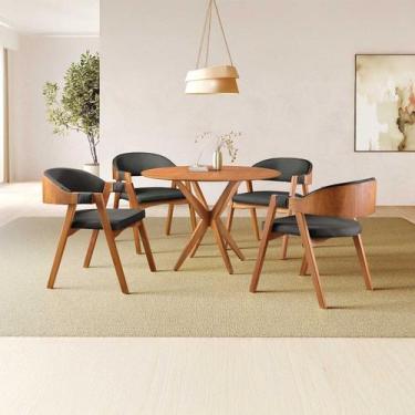 Imagem de Conjunto de Mesa Redonda 100cm com 4 Cadeiras Gaia - Zurc Decor