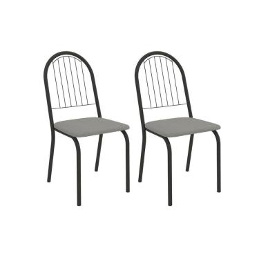 Imagem de Cadeira De Cozinha Noruega 2c077prf Aço Kit 2 Un Preto-boucle Cinza - Kappesberg