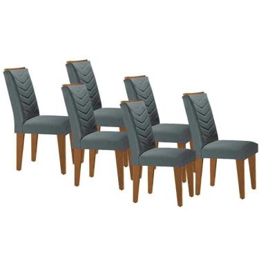 Imagem de Kit 6 Cadeiras Sala Jantar Londrina 6 Un Capuccino Suede Grafite Rufato