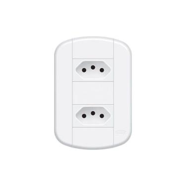 Imagem de Tomada Dupla Fame Blanc+ 2p+t 10a Com Placa 4x2 Branca