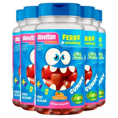 Imagem de Kit 5 Gummy Kids Ferro + C Unilife 30 Gomas Laranja