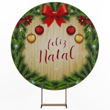 Imagem de Painel Redondo Feliz Natal 1,5m em Tecido com Elástico (Color 10)