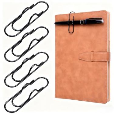 Imagem de Wisdompro Clipe de caneta, pacote com 12 clipes de aço inoxidável para notebook, livros, diário, prancheta, papel, etc. - 6,6 x 1,8 cm (preto)