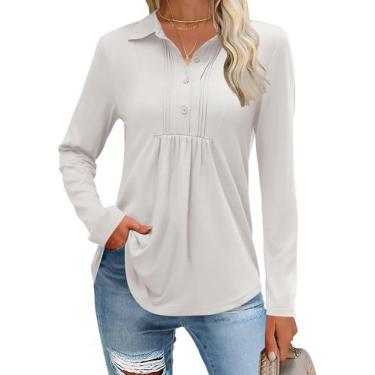 Imagem de Camisa de manga comprida Romanstii para mulheres 2024 Fall White XL