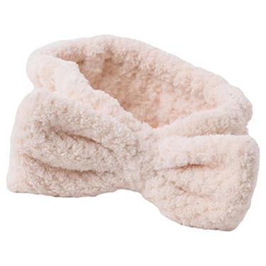 Imagem de barenx Faixa de cabeça SPA macia e confortável para cuidados com a pele tiaras de maquiagem para lavar o rosto feminino laço elástico ajustável - bege