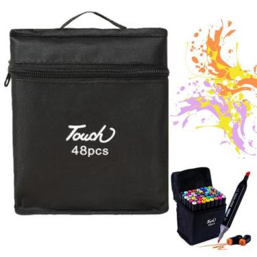 Imagem de Caneta Touch 48 Cores Kit Dupla Ponta Permanente Profissional Colorir 