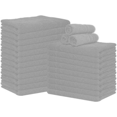 Imagem de Cinara Bed & Bath Toalhas de mão premium 100% algodão – macias, de secagem rápida e altamente absorvente – 40 x 70 cm, pacote com 24 – ideal para banheiro, salão, academia, spa e uso diário – cinza