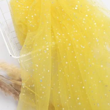 Imagem de HAVII 149,9 cm x 5 jardas de tule com glitter dourado, tecido de malha de tule para saias tutu, costura, faça você mesmo, artesanato, aniversário, festa de casamento