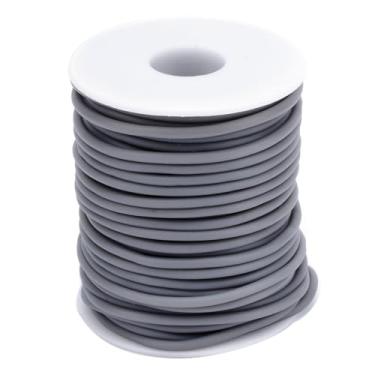 Imagem de ARTISAMILY 54,68 jardas fios de tubo de borracha oco cinza de 2 mm cordão de barbeiro para suporte de ponto de tricô, cabos de tubo de borracha para pulseiras, tubos, cordão de tricô para fazer joias