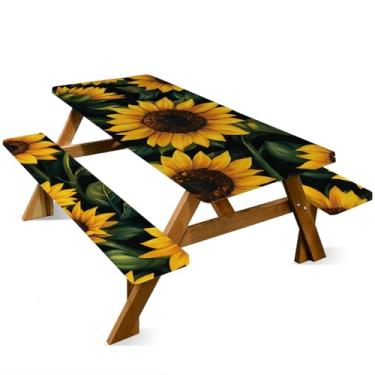 Imagem de ANNA QUEEN Conjunto de capa de mesa de piquenique de boneco de neve de Natal de 1,82 m x 76 cm, à prova d'água, banco e toalha de mesa, proteção de móveis para acampamento, praia, churrasco, pátio