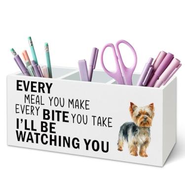 Imagem de TWRVI Suporte de utensílios de cozinha Yorkshire Terrier para bancada, presentes decorativos de cães, engraçado para cada refeição que você faz cada mordida que você come, organizador de utensílios de