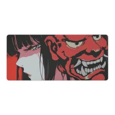 Imagem de Samurai japonês anime menina mouse pad grande antiderrapante borracha tapete de mesa teclado computador pad para escritório em casa 40 x 90 cm