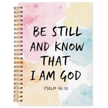 Imagem de Yhtrg Cadernos espirais cristãos, Be Still and Know That I am God Bible Journaling, diários de oração para mulheres, caderno de igreja de escrituras religiosas para anotações, 14 x 21 cm