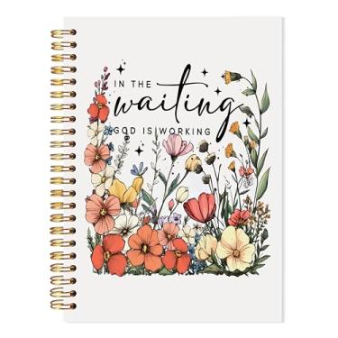Imagem de LADOCK Caderno cristão floral, diário de versículo bíblico "In the Waiting God Is Working", presentes religiosos cristãos para mulheres, diário de oração para mulheres, caderno de notas da igreja, 13