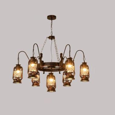 Imagem de Luminária pendente vintage industrial com LED, estilo americano, ideal para sala de estar, restaurante, quarto, casa de campo, loft, loja de roupas, café, bar, casa de família (D 7 lâmpadas)