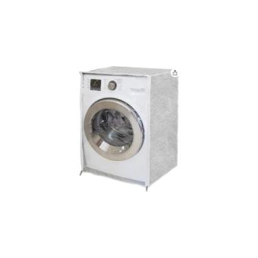 Imagem de Capa para Máquina de Lavar, PVC e Poliéster, Branca, Tamanho P, Compatível com Electrolux 7-10kg, Brastemp e Consul, 58x80x58cm