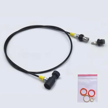 Imagem de Aopkeo Linha de mangueira remota para pistola marcador de paintball, aço inoxidável, 130 cm, desconexão rápida com verificação deslizante 2000psi/medidor de 150 bar (QD com verificação deslizante)