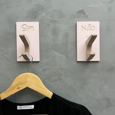 Imagem de 6 Ganchos Para Roupas Provador de loja Sim Não Retangular Moderno Rosa