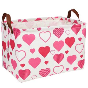 Imagem de NIETEIN Cesta De Coração Fofa Para O Dia Dos Namorados Para Presentes, Cesta De Armazenamento Vazia Para Decoração De Quarto De Criança E Bebê (Coração Rosa)