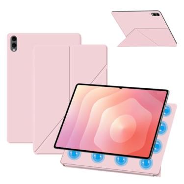 Imagem de Capa para Samsung Galaxy Tab S11 Ultra de 14,7 polegadas, capa KONXISA com suporte de múltiplas dobras, couro PU premium e capa de adsorção magnética, resistente a arranhões e à prova de choque, rosa