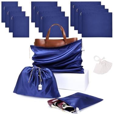 Imagem de Ewen Sacos de pó com cordão de cetim, bolsas organizadoras à prova de poeira para bolsas de mão, organização de sapatos, Azul escuro, 12pcs Mixed, 12 peças mistas