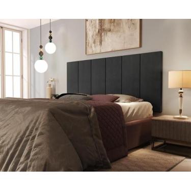 Imagem de Painel Cabeceira Cama Casal 1,60 Suede Preto Comprar Moveis