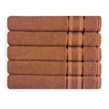 Imagem de Kit 5 Toalha de Banho Banhão Gigante Egito 80x175cm 350g/m² Pousada (Marrom Escuro)