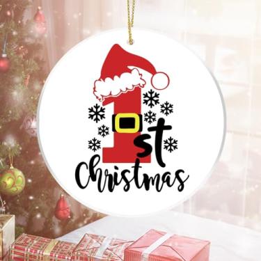 Imagem de Enfeite de Papai Noel para bebês, primeiro Natal, menino, bebê, primeiro para casal, ele, seus novos pais, família, Natal, acrílico, decoração de árvore de Natal