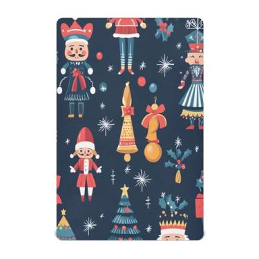 Imagem de ATTX Lençol de berço com elástico – Lençóis de bebê com personagens de quebra-nozes de Natal, capa de colchão respirável de microfibra macia para berço padrão e colchão infantil, 71 x 132 x 23 cm (135