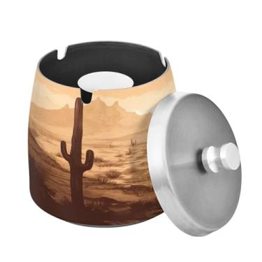 Imagem de Blueangle Cinzeiro American West Cowboy com tampa para cigarros, à prova de vento/chuva, aço inoxidável, sem fumaça, inodoro, cinzeiro para uso interno ou externo (255)