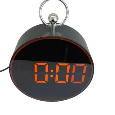 Imagem de Relógio Digital De Mesa 11x4CM Com Usb Temperatura Calendário Soneca Redondo Decoração (LARANJA)