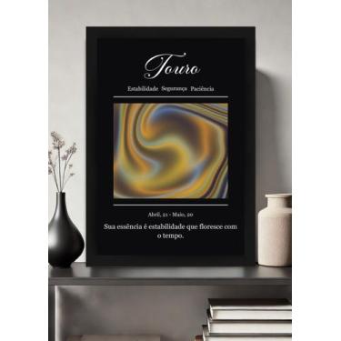 Imagem de Quadro Signo Touro-Valor/Raiz com Vidro e Moldura Preta Tamanho:21cm x