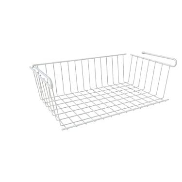 Imagem de Cesto Suspenso Organizador Armário Cozinha Grande 100% Aço (Branco)