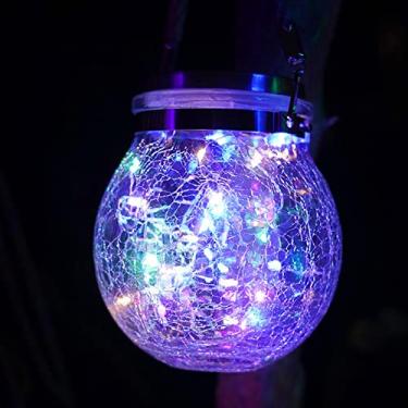 Imagem de YWBL-WH Lanterna Solar de Vidro Rachado, Luz Solar Suspensa à Prova d'água Com 30 LEDs para Decoração Externa de Pátio de Jardim (#14)