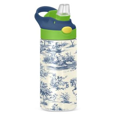 Imagem de CEBUGI Garrafas de água Cowboy à prova de vazamento infantil com canudo Garrafa de água isolada a vácuo de aço inoxidável para meninos e meninas