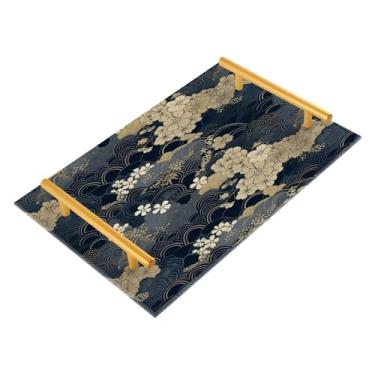 Imagem de Wassud Bandeja de banheiro com padrão dourado e marrom, bandejas de perfume, alça de maquiagem, cômoda, quarto, cozinha, mesa, 30 x 20 cm