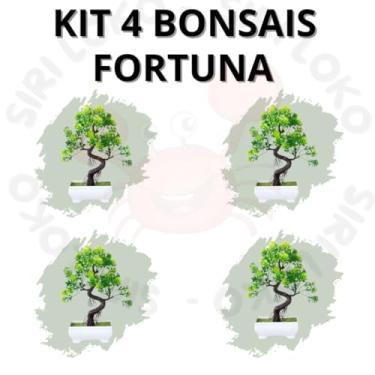 Imagem de Genérico, Kit 4 Bonsai Artificial Modelo Fortuna – Beleza Sem Cuidados Mini Jardim Zen