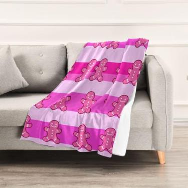 Imagem de Wassud Cobertores e mantas de Natal 152.4 cm x 228.6 cm Manta de Manta de Gingerbread Man para sofá, cadeira, decoração de casa