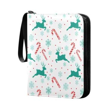 Imagem de Wassud Fichário fofo de Natal com 4 bolsos para cartões colecionáveis com 400 cartões padrão à prova d'água TCG CCG MTG álbum presentes para colecionadores, meninos e meninas