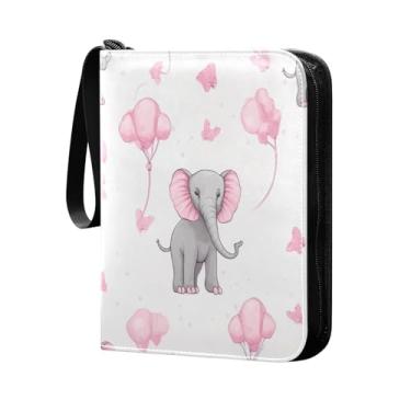Imagem de Wassud Fichário de 4 bolsos com elefantes cinza comporta 400 cartões padrão, álbum TCG CCG MTG à prova d'água, presentes para colecionadores, meninos e meninas