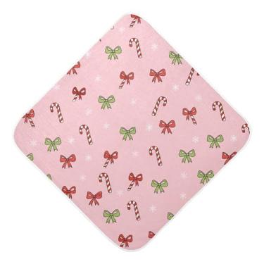 Imagem de Burbuja Toalha de banho para bebês Candy Cane - Toalha com capuz de musselina macia e absorvente para recém-nascidos, 76 x 76 cm