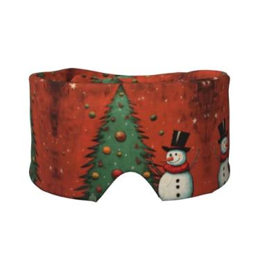 Imagem de Máscara protetora para olhos e orelhas com estampa de árvore de Natal, boneco de neve, respirável, ajustável, blecaute, confortável